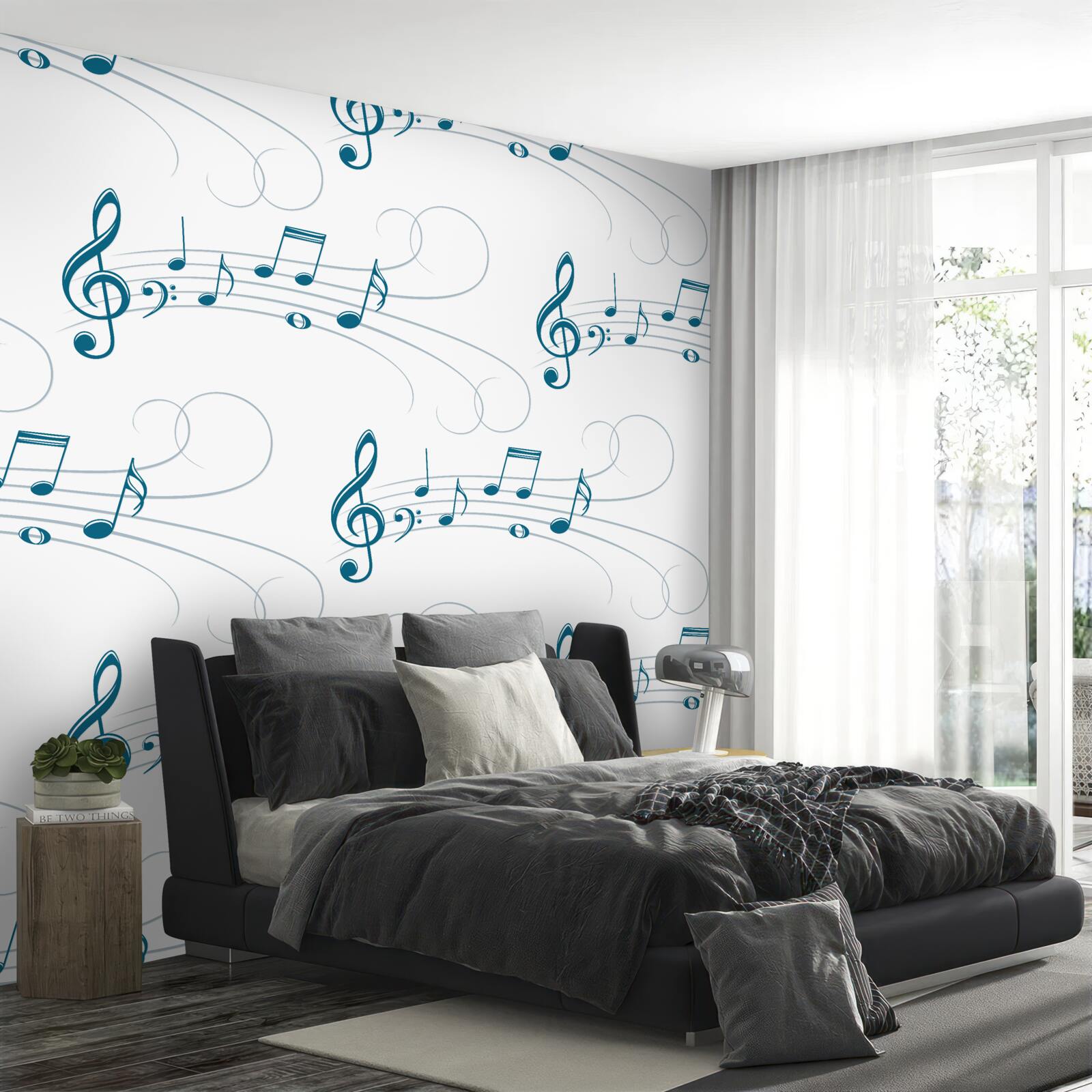 Fotobehang muziekopnames met vioolsleutel