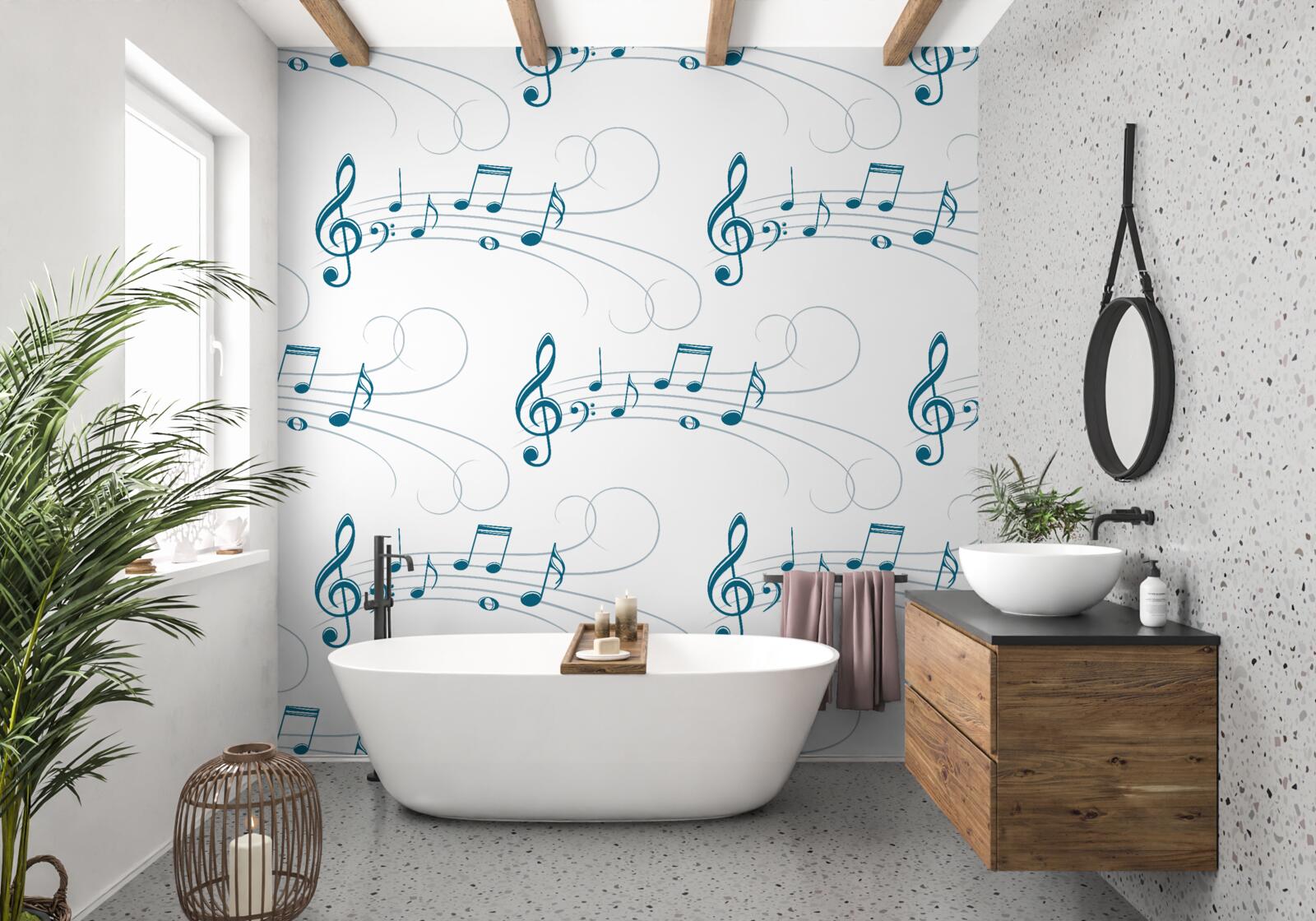 Fotobehang muziekopnames met vioolsleutel