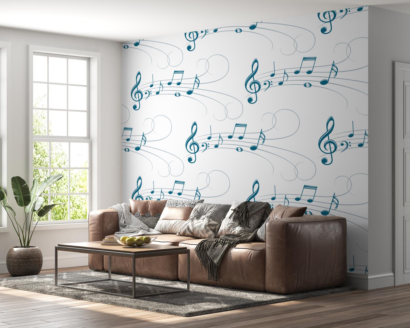 Fotobehang muziekopnames met vioolsleutel