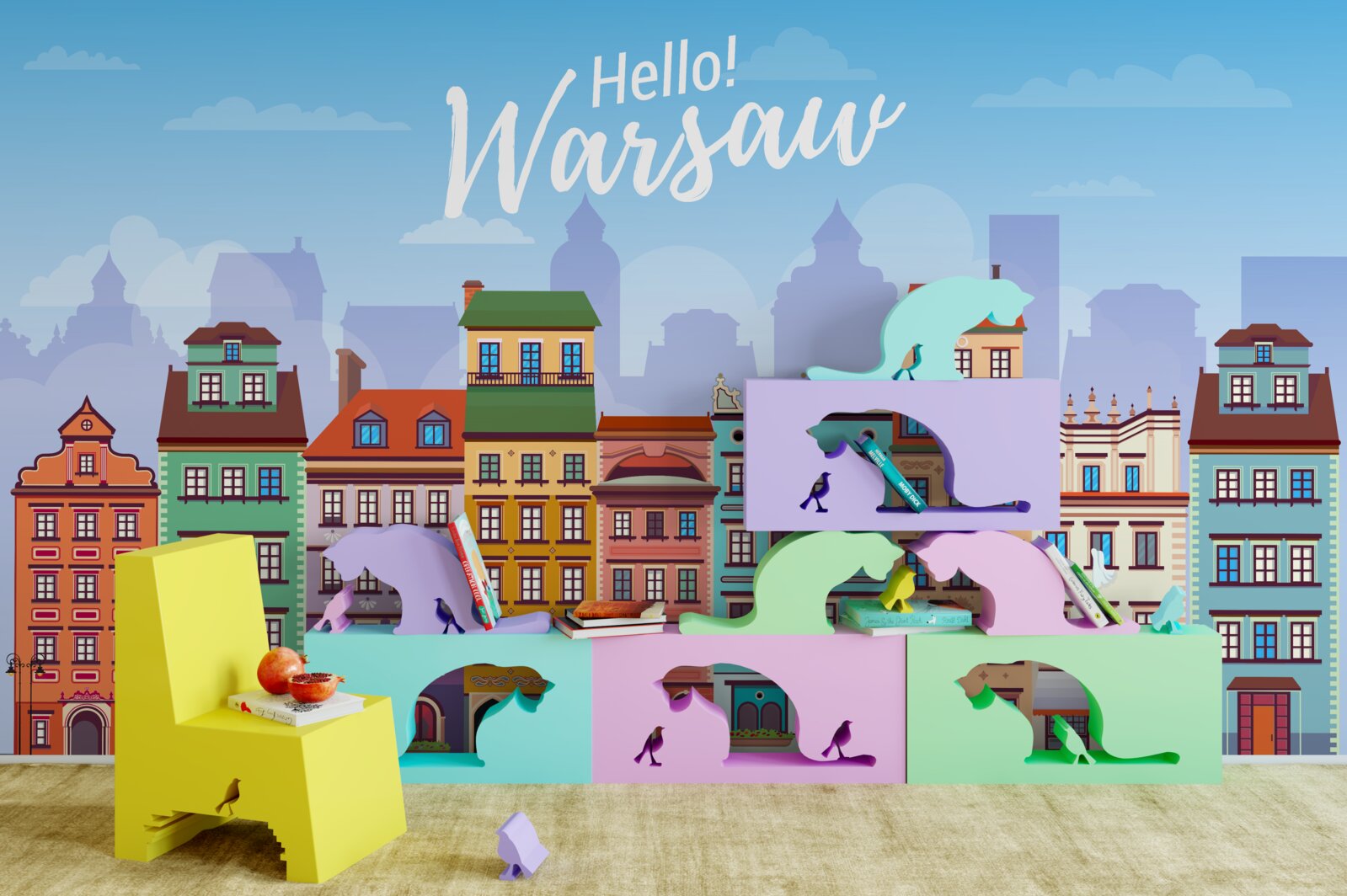 Fotobehang lichte gebouwen in warsaw