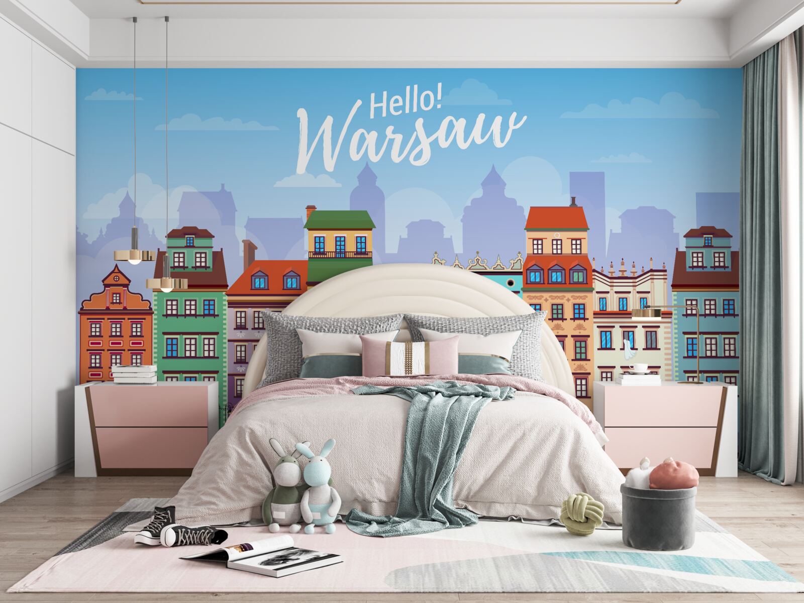 Fotobehang lichte gebouwen in warsaw