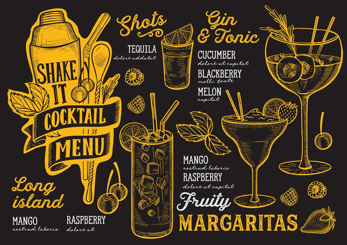 Fotobehang cocktailmenu