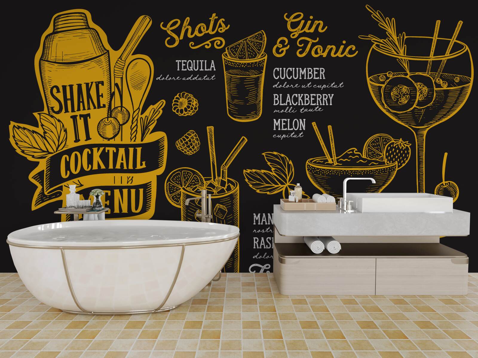 Fotobehang cocktailmenu