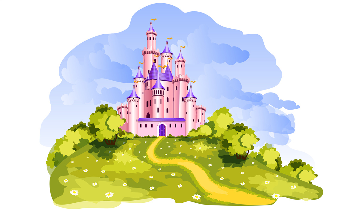 Fotobehang het kasteel is roze