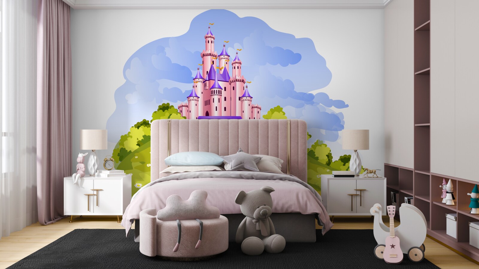 Fotobehang het kasteel is roze