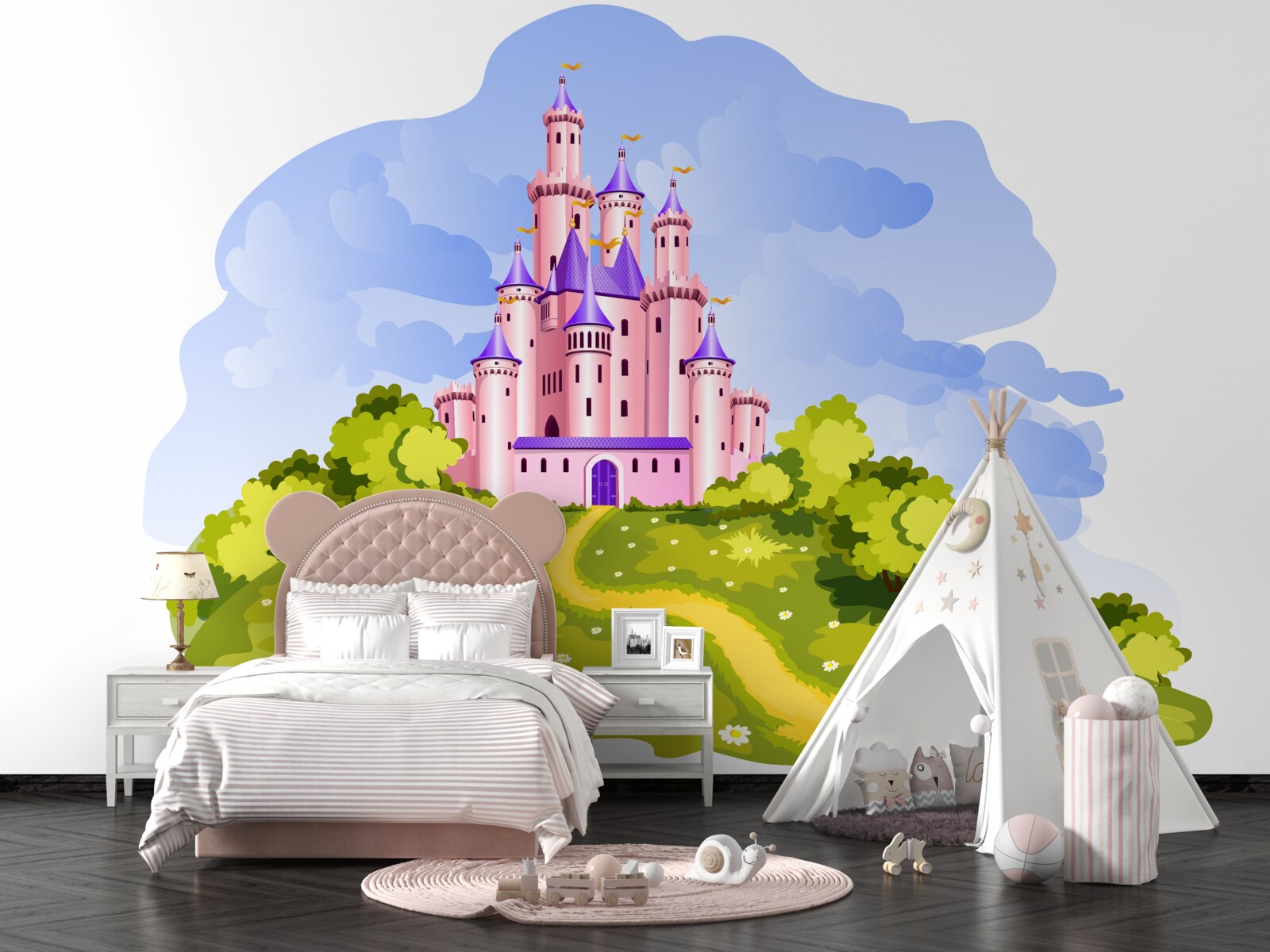 Fotobehang het kasteel is roze