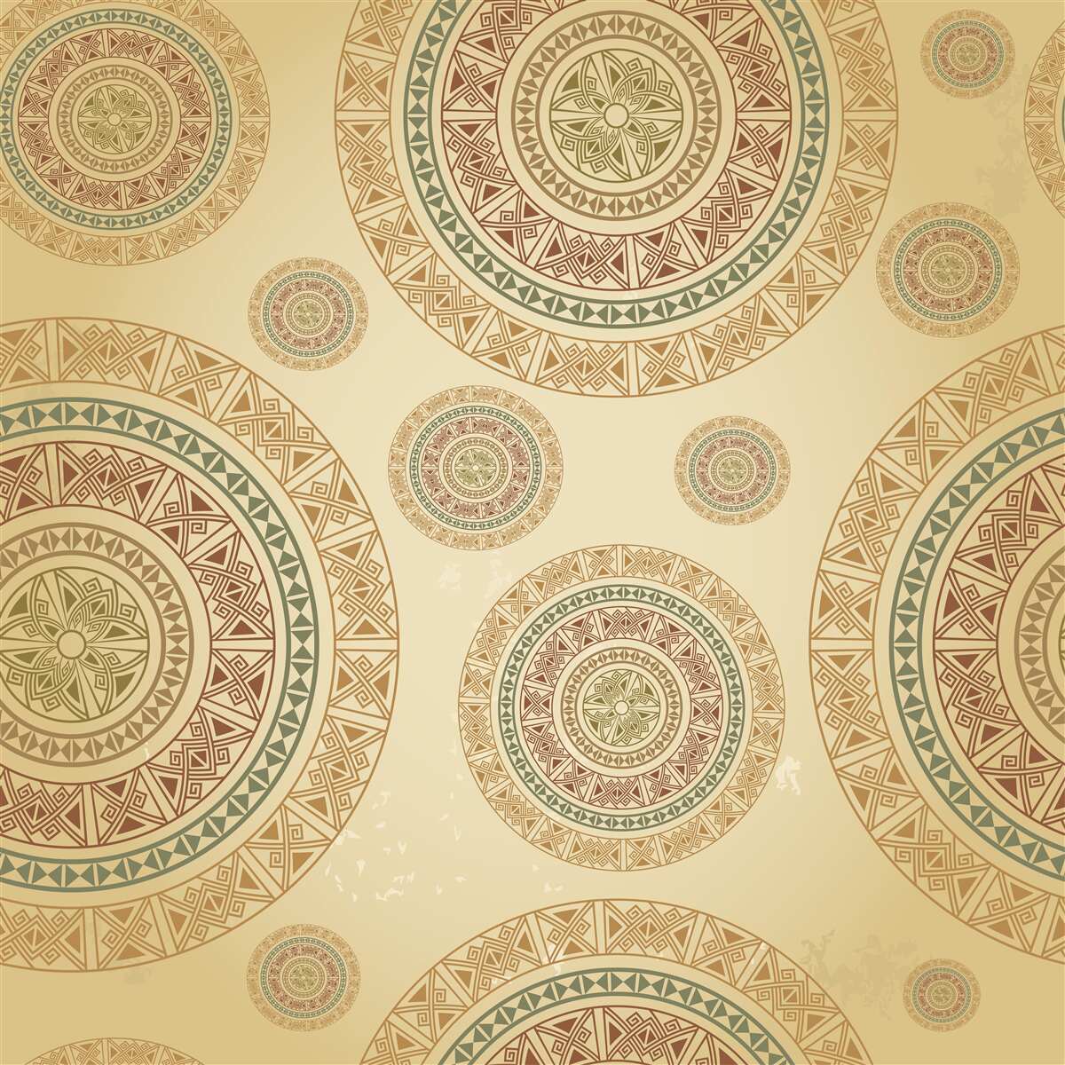 Fotobehang lichtbruine beeldjes met etnisch motief