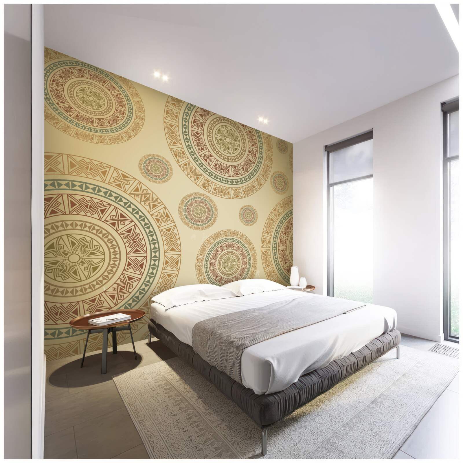 Fotobehang lichtbruine beeldjes met etnisch motief