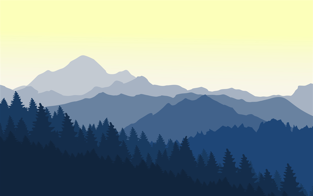 Fotobehang mistige bergen