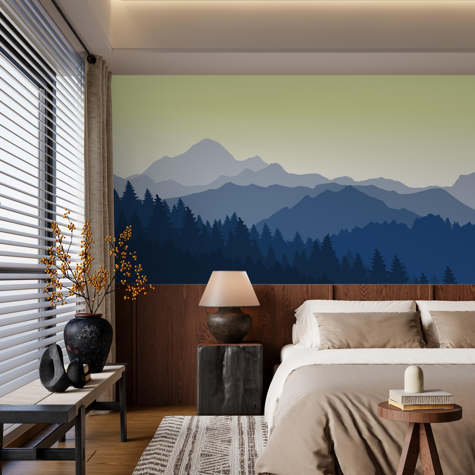 Fotobehang mistige bergen