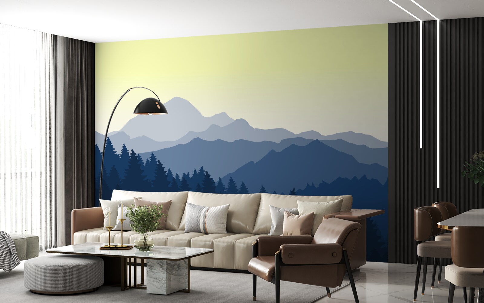 Fotobehang mistige bergen