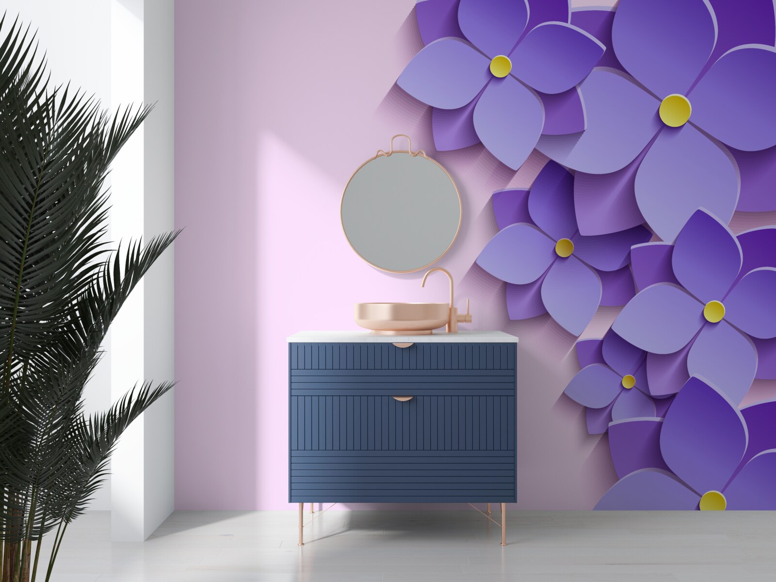 Fotobehang paarse bloemknoppen op het wateroppervlak