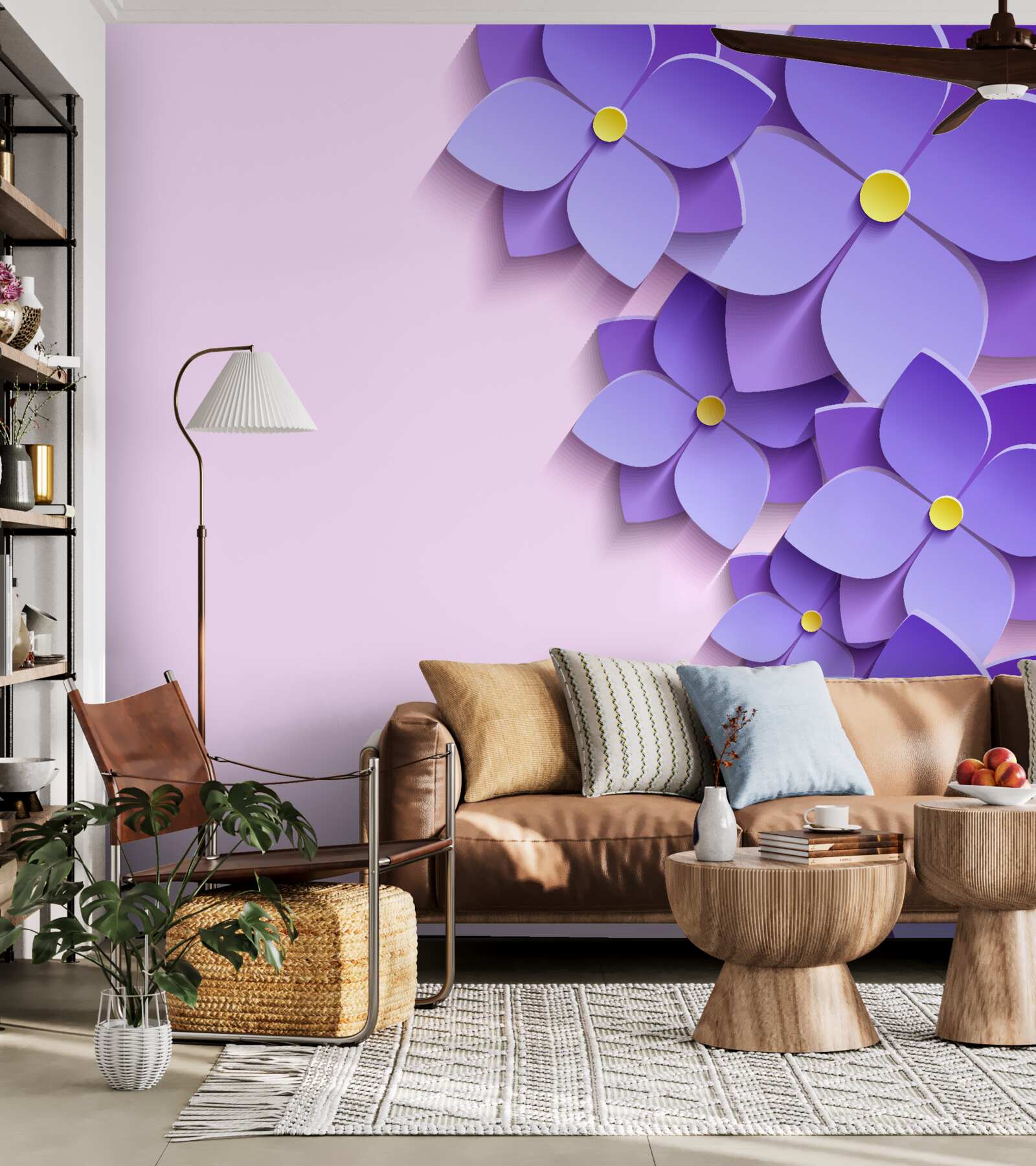 Fotobehang paarse bloemknoppen op het wateroppervlak