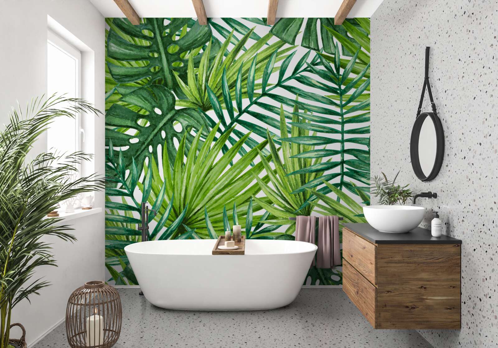 Fotobehang weelderige groene tropische planten