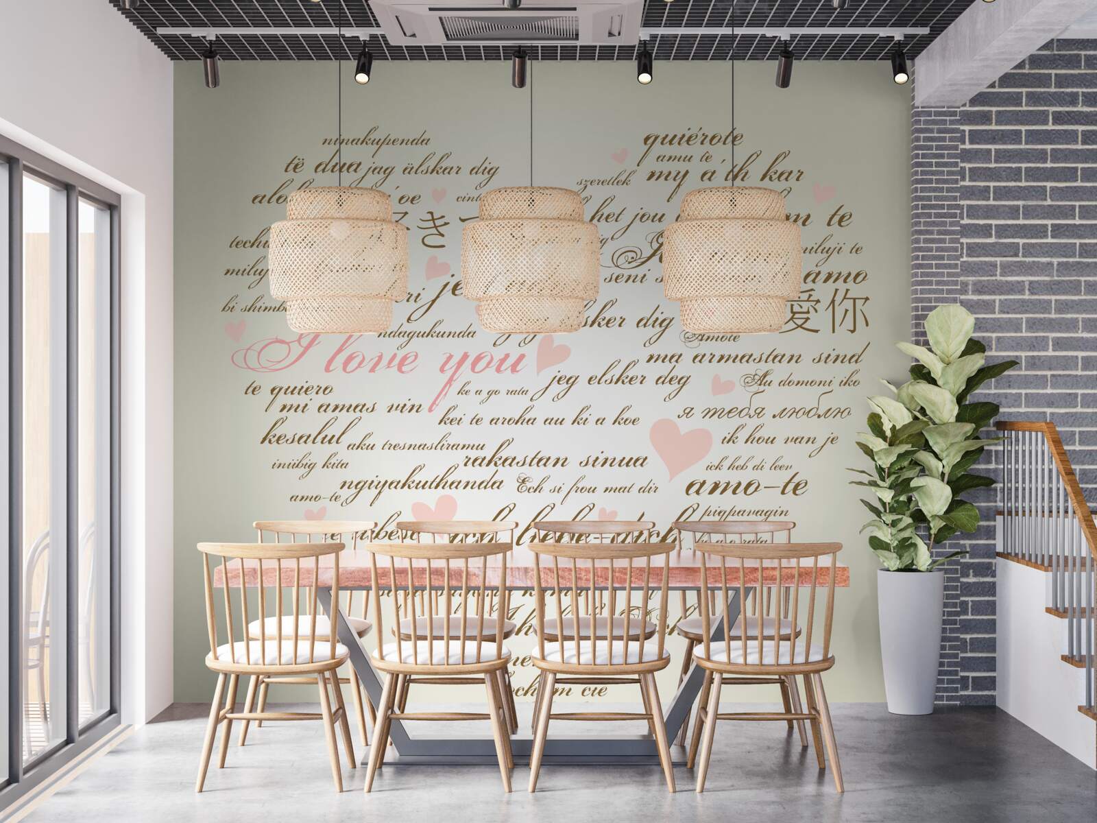 Fotobehang het hart bestaat uit inscripties in verschillende talen