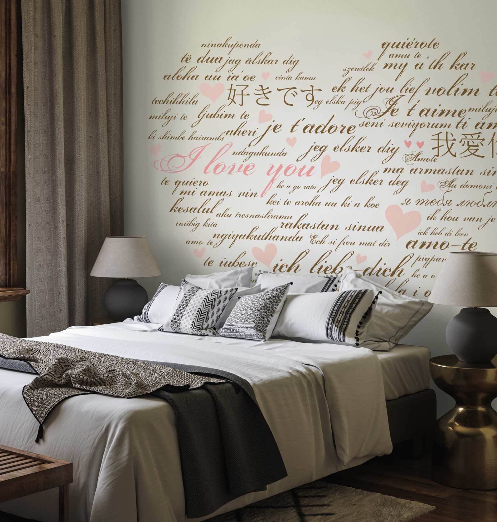 Fotobehang het hart bestaat uit inscripties in verschillende talen