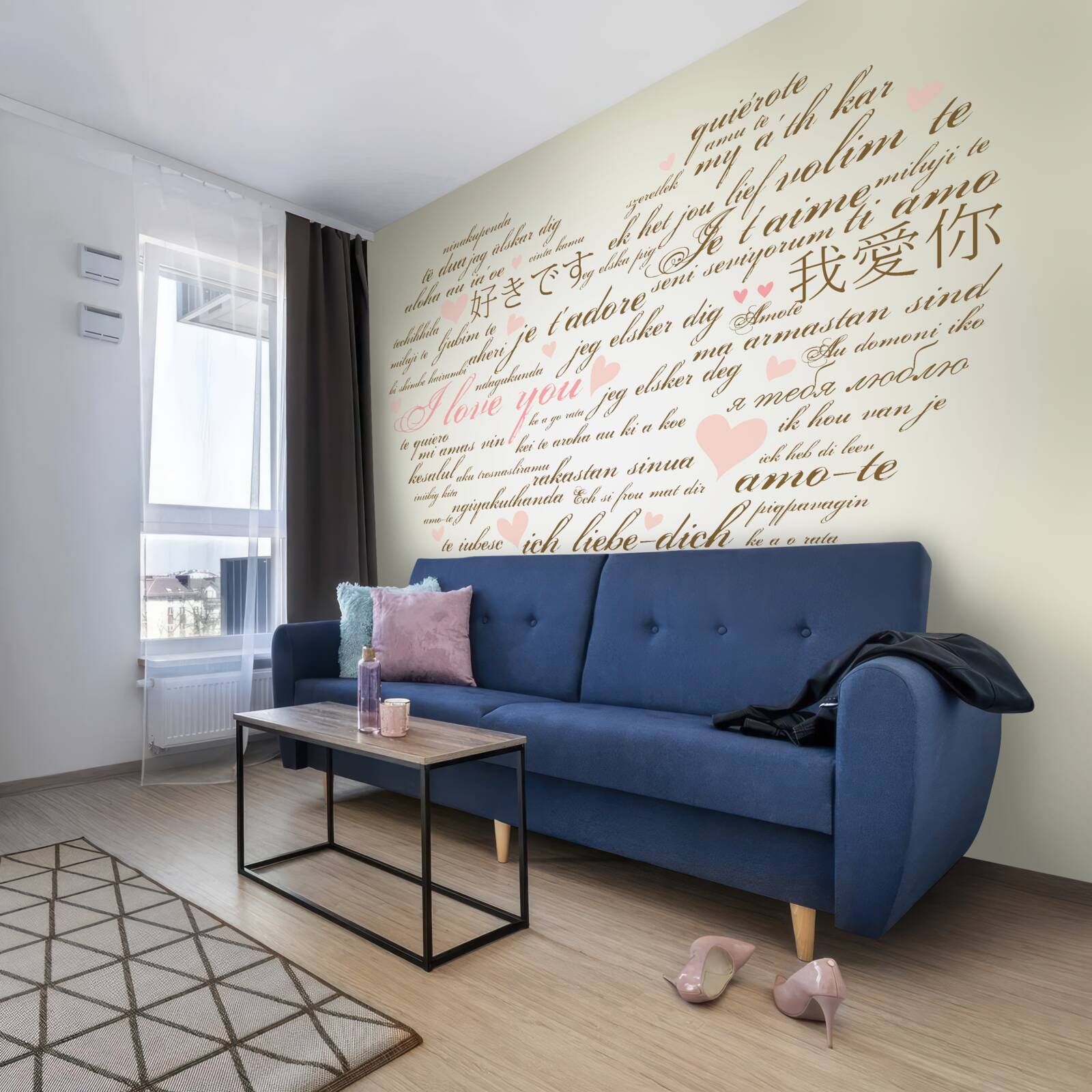 Fotobehang het hart bestaat uit inscripties in verschillende talen