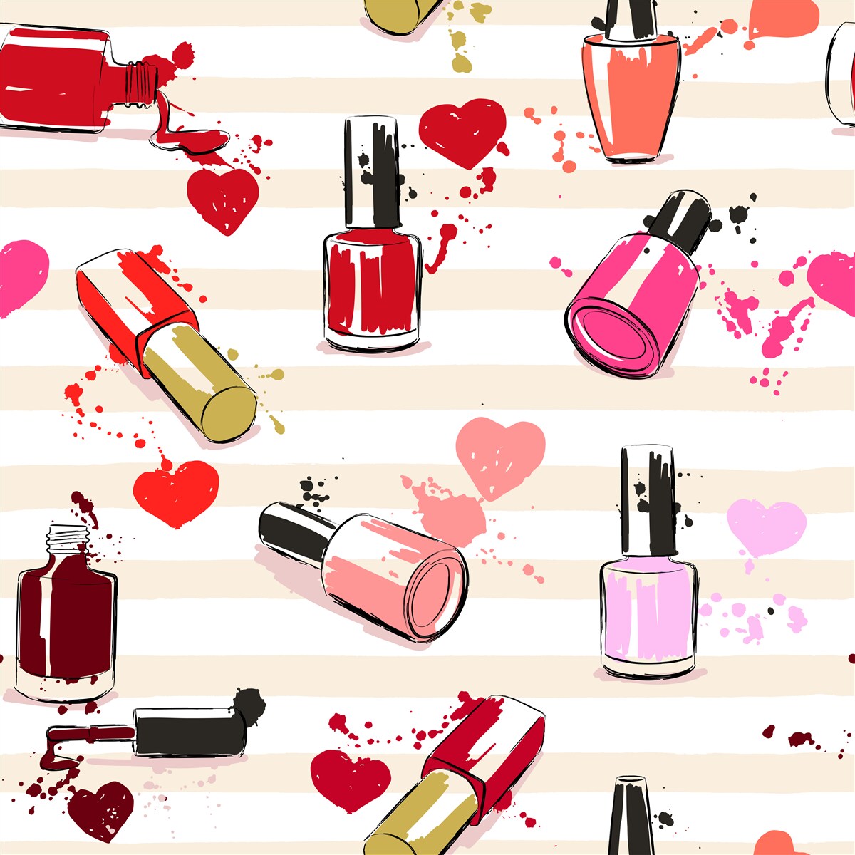 Fotobehang veelkleurige flesjes nagellak