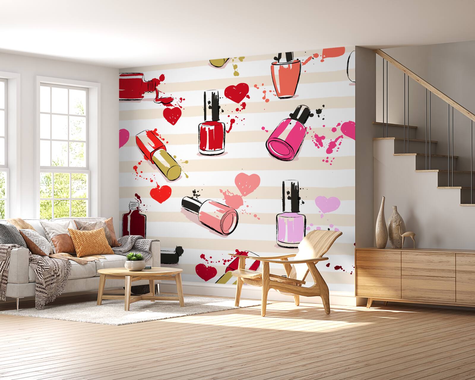 Fotobehang veelkleurige flesjes nagellak