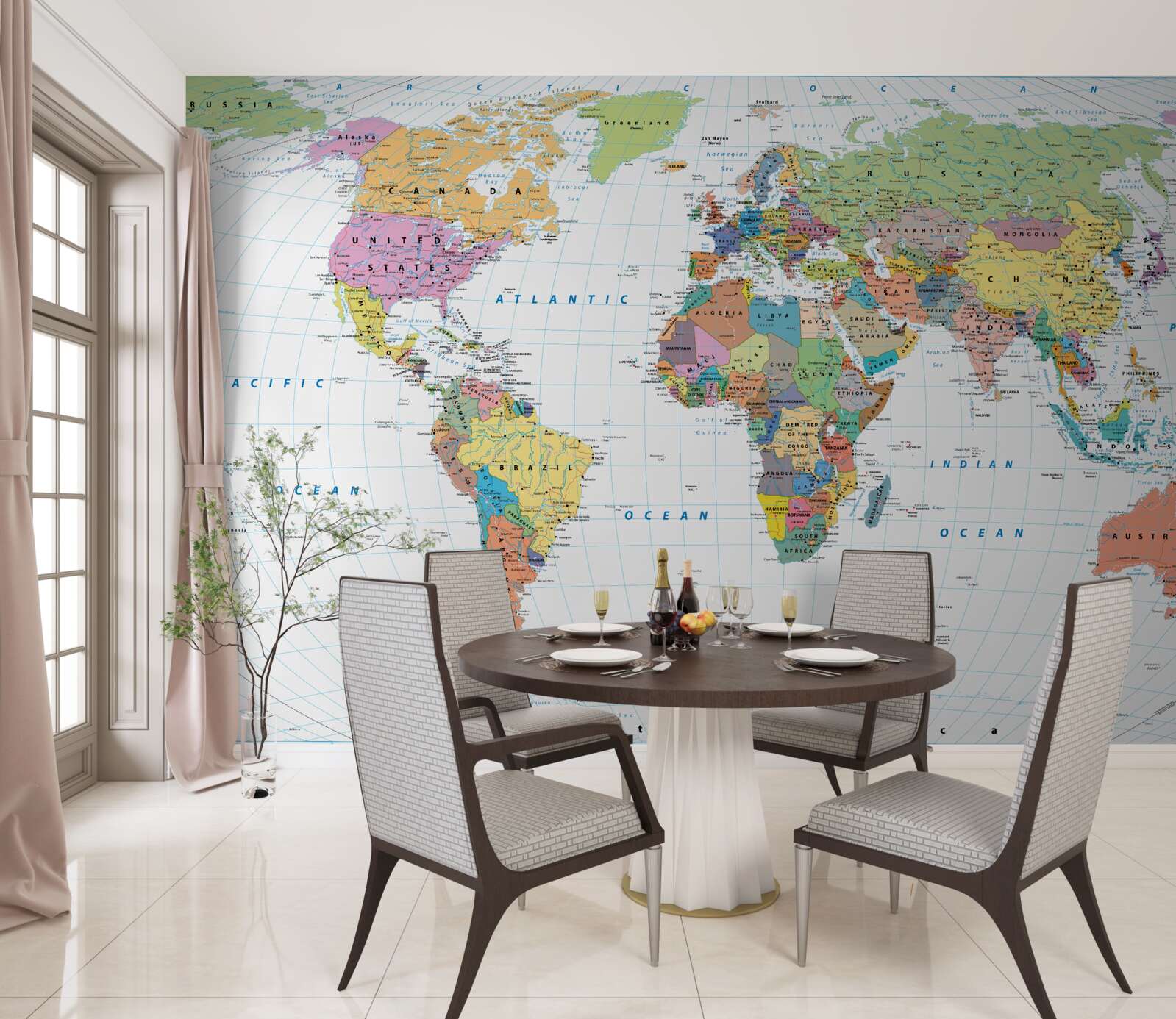 Fotobehang geopolitieke wereldkaart