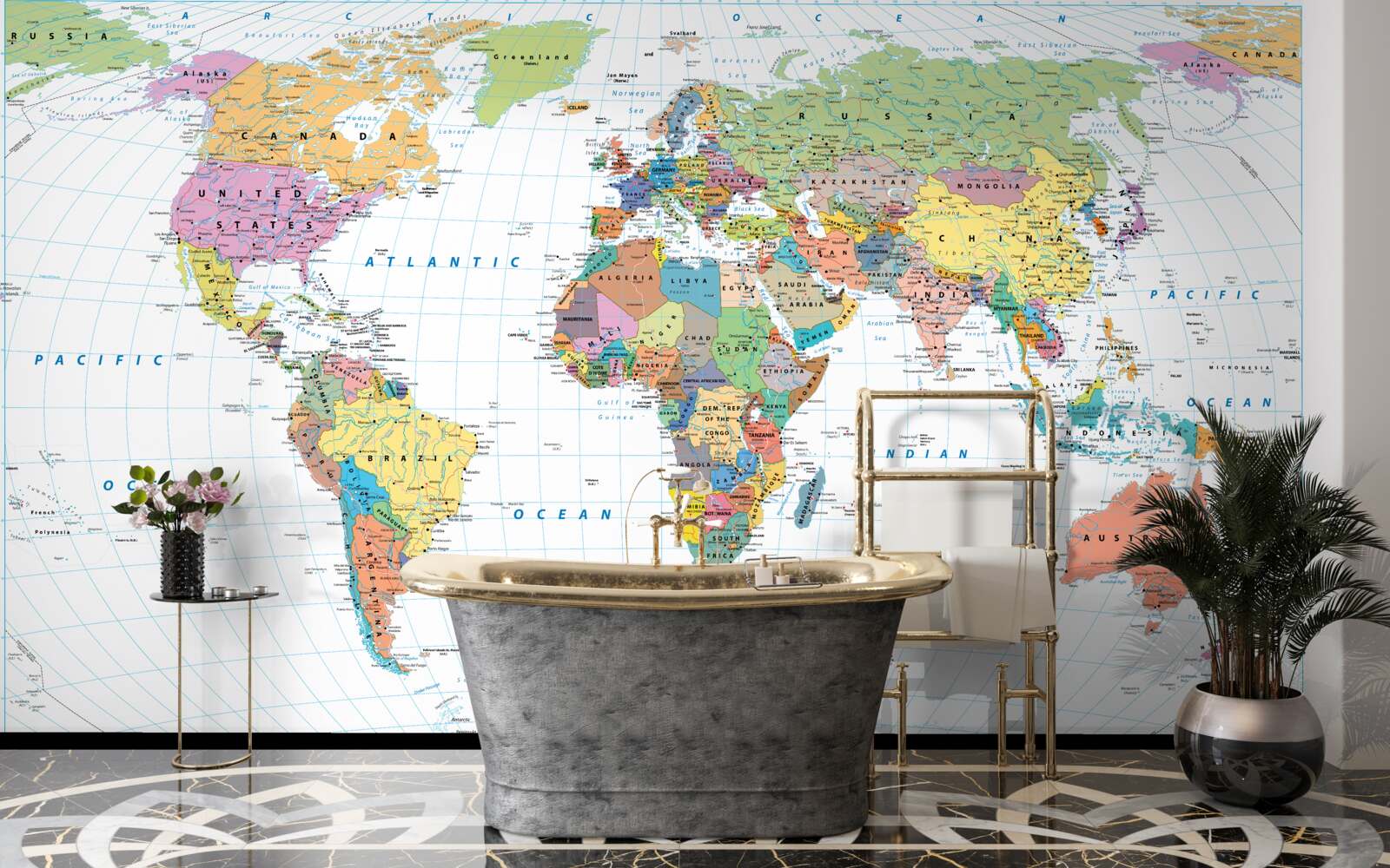 Fotobehang geopolitieke wereldkaart