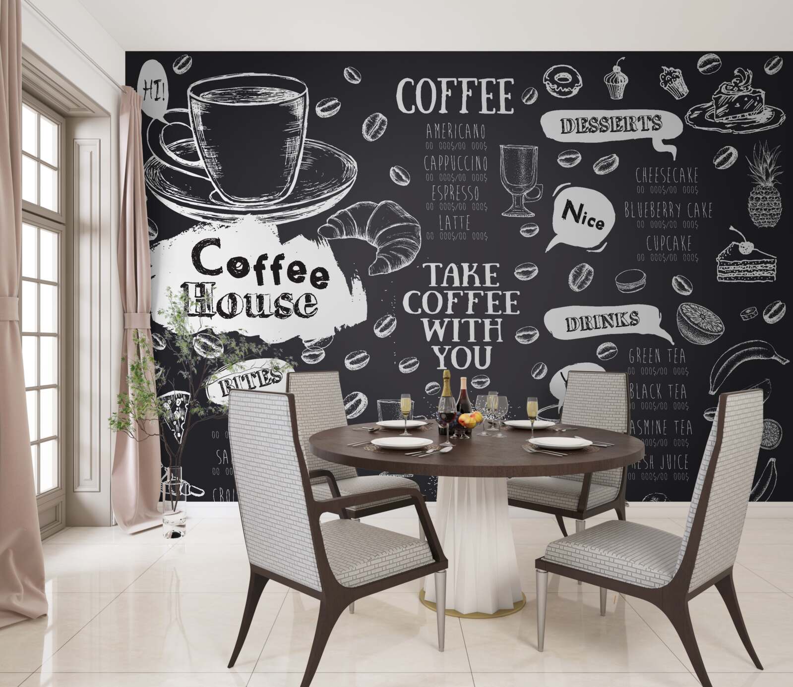 Fotobehang cafetaria menu