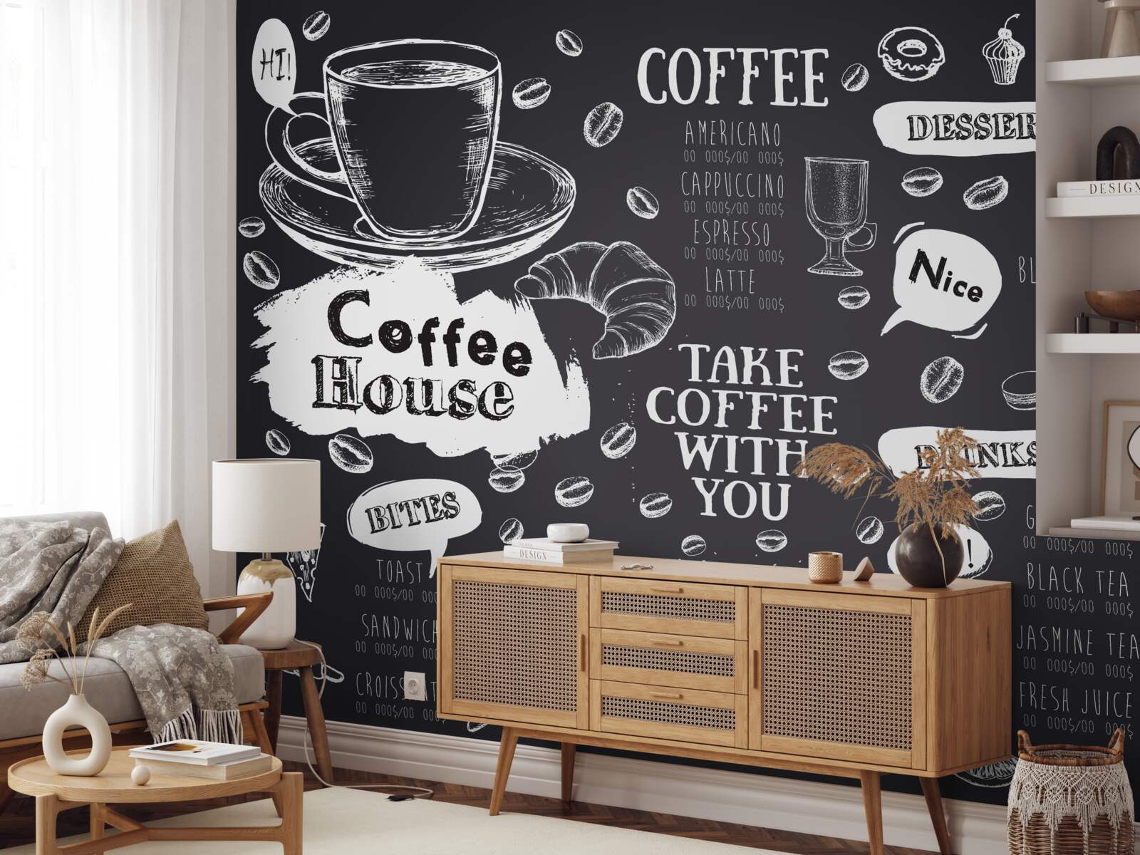 Fotobehang cafetaria menu