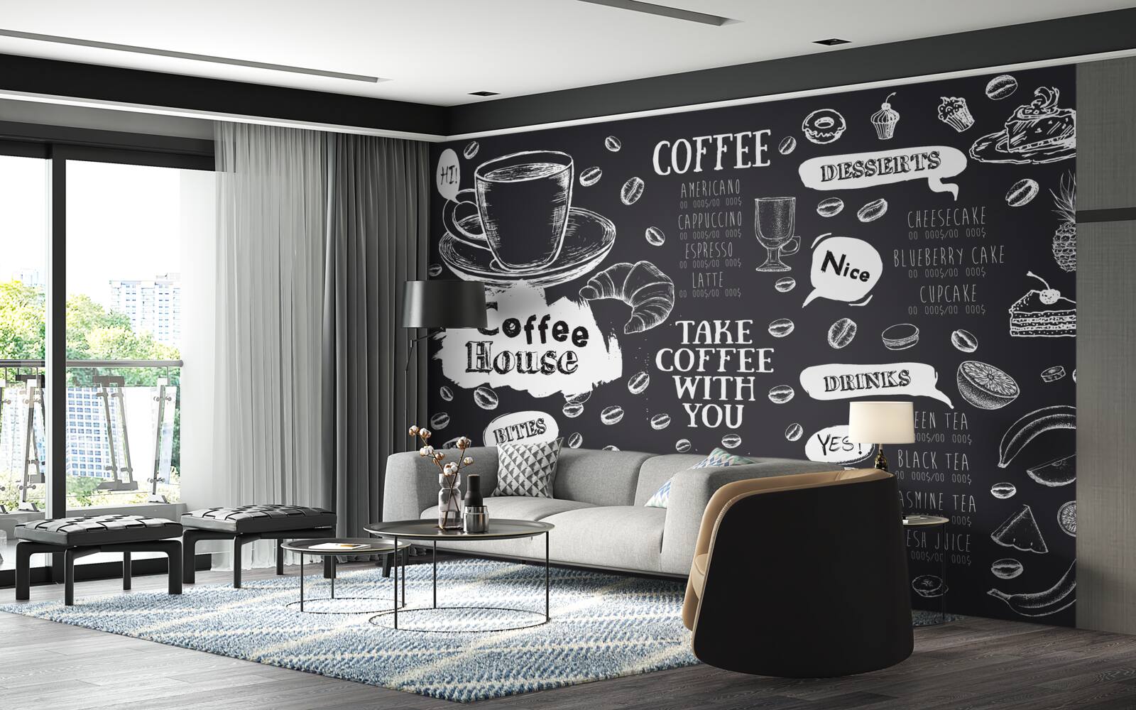 Fotobehang cafetaria menu