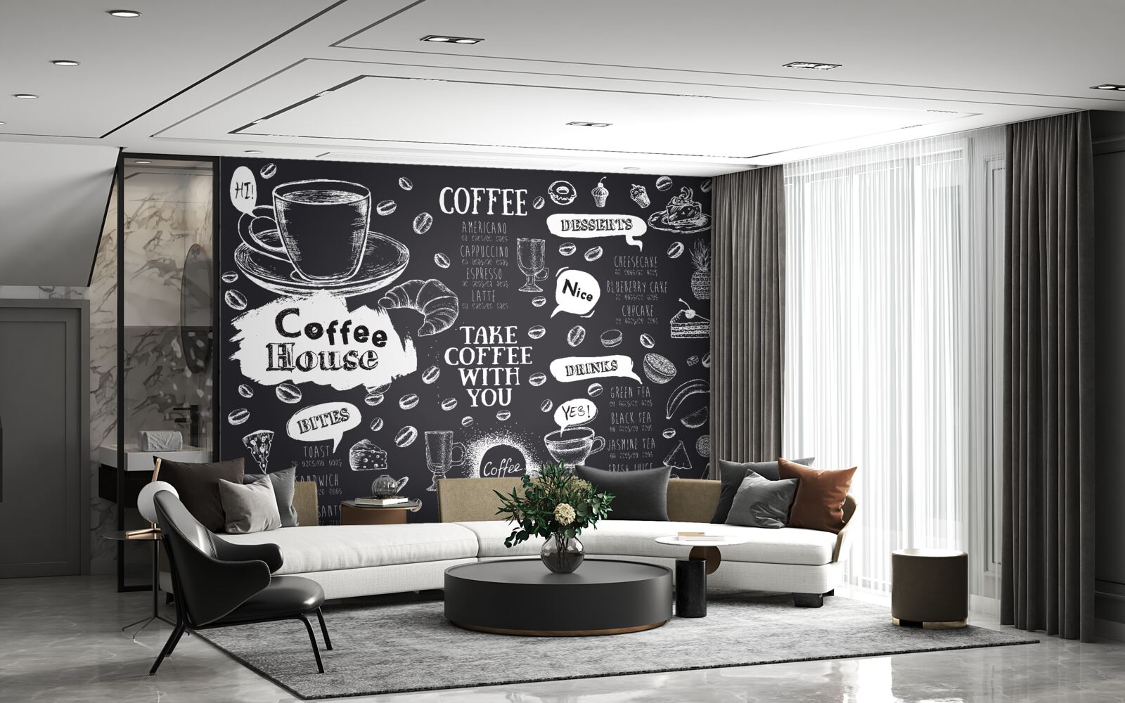 Fotobehang cafetaria menu