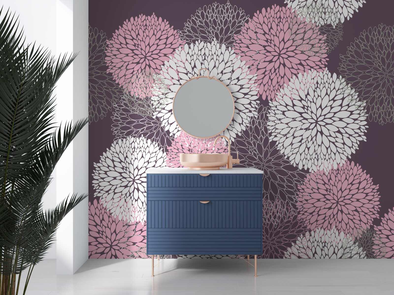 Fotobehang paardenbloemknoppen zijn wit, roze en grijs van kleur