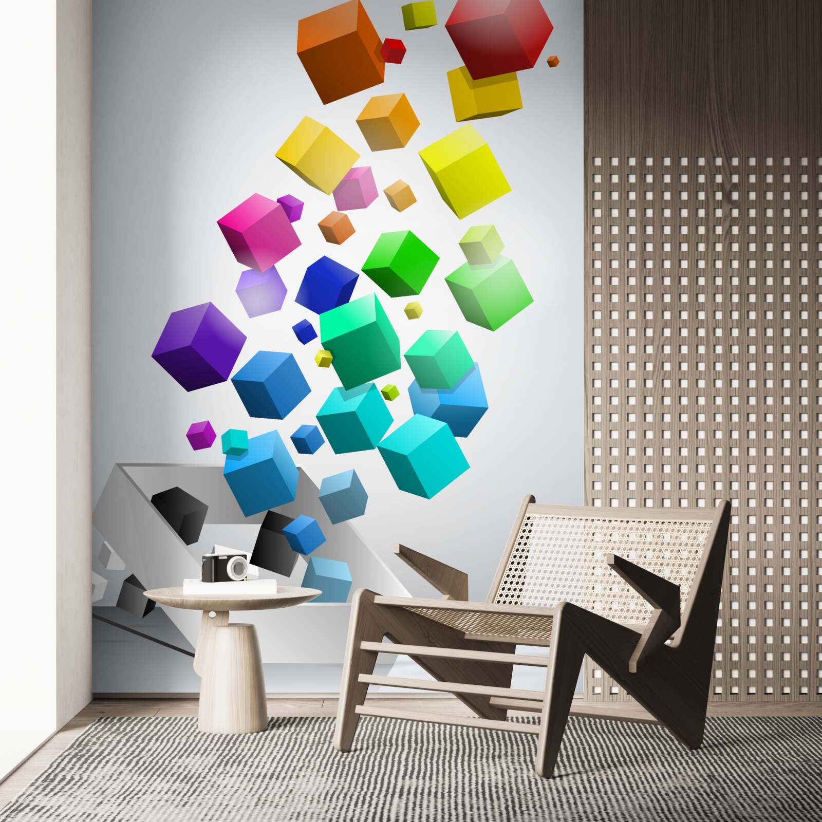 Fotobehang kubussen van alle kleuren gaan omhoog