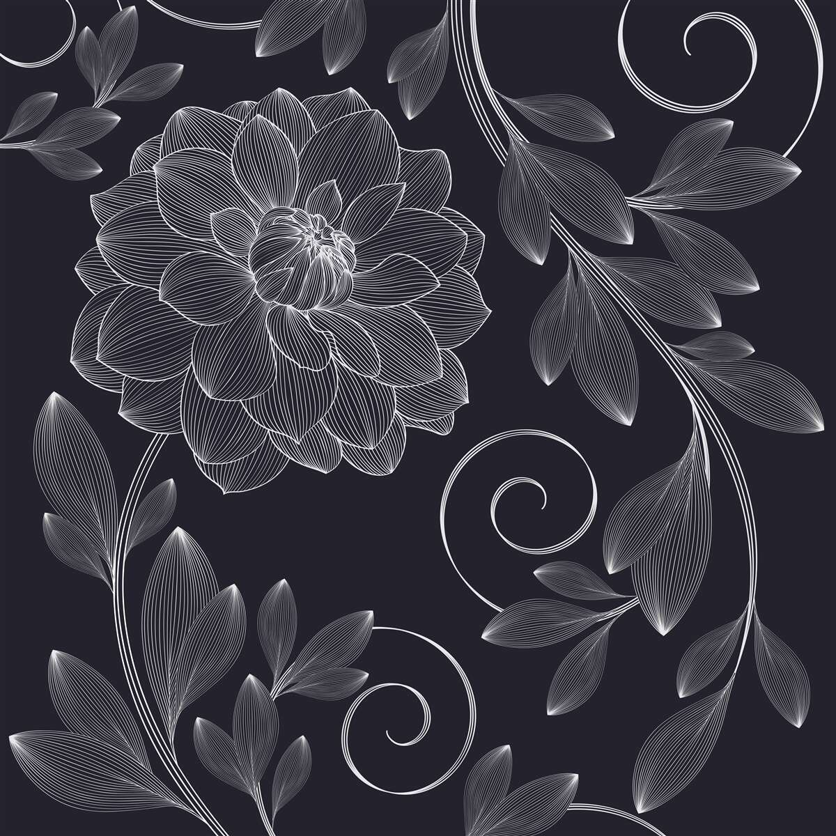 Fotobehang knop en bladeren op een grijze achtergrond