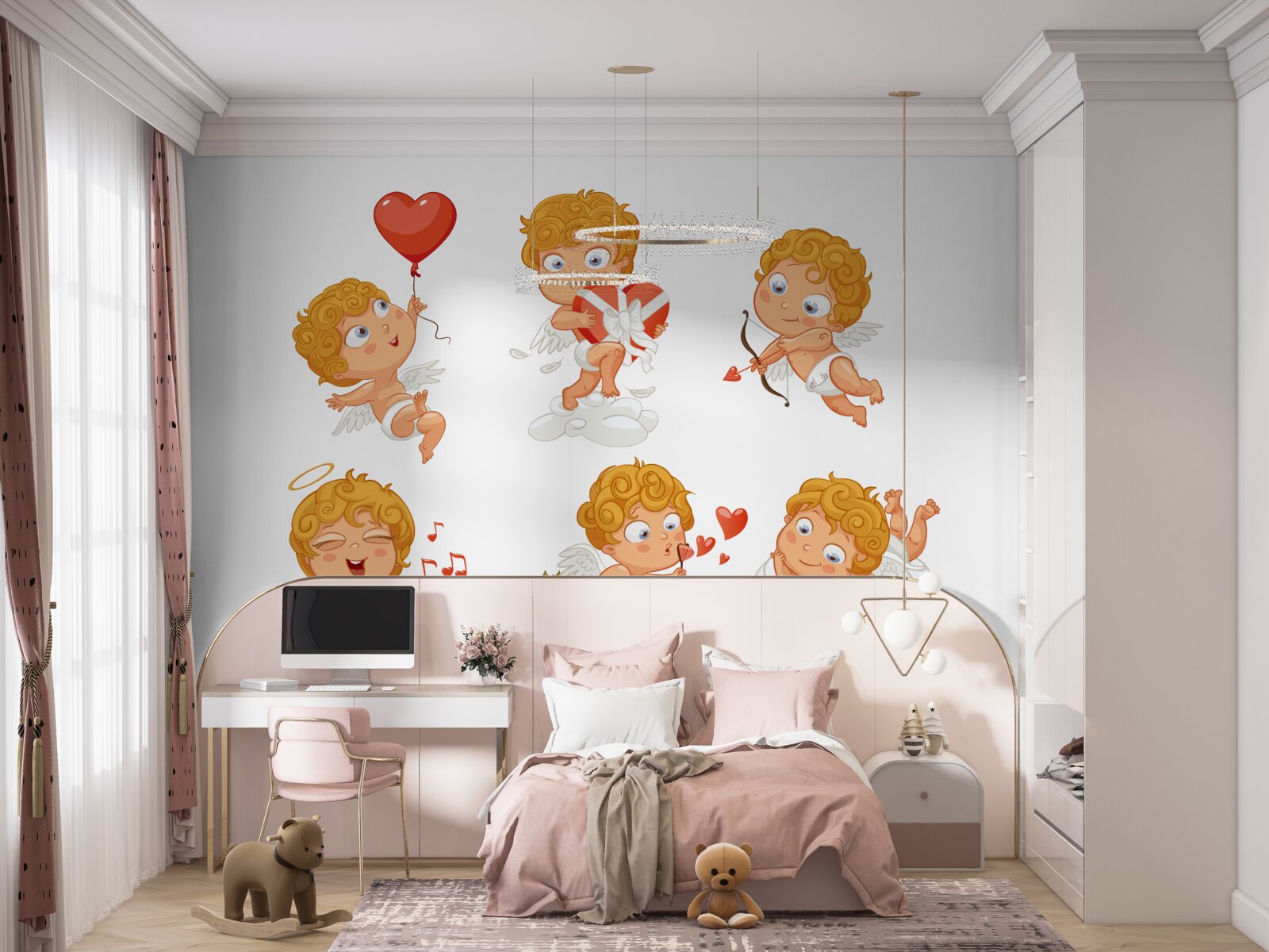 Fotobehang cupido's zijn gepassioneerd over hun taken