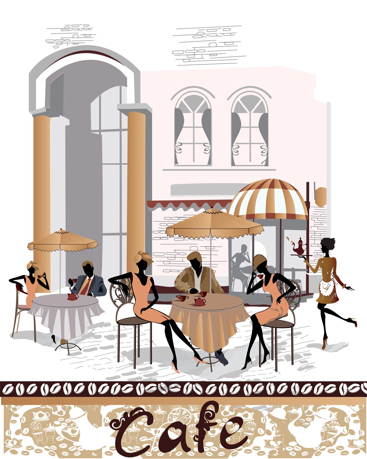 Fotobehang foto van een café met gasten