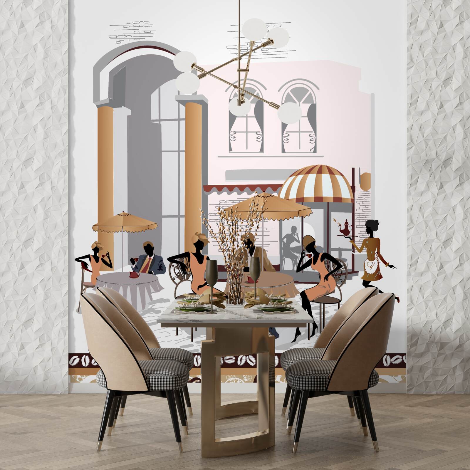 Fotobehang foto van een café met gasten