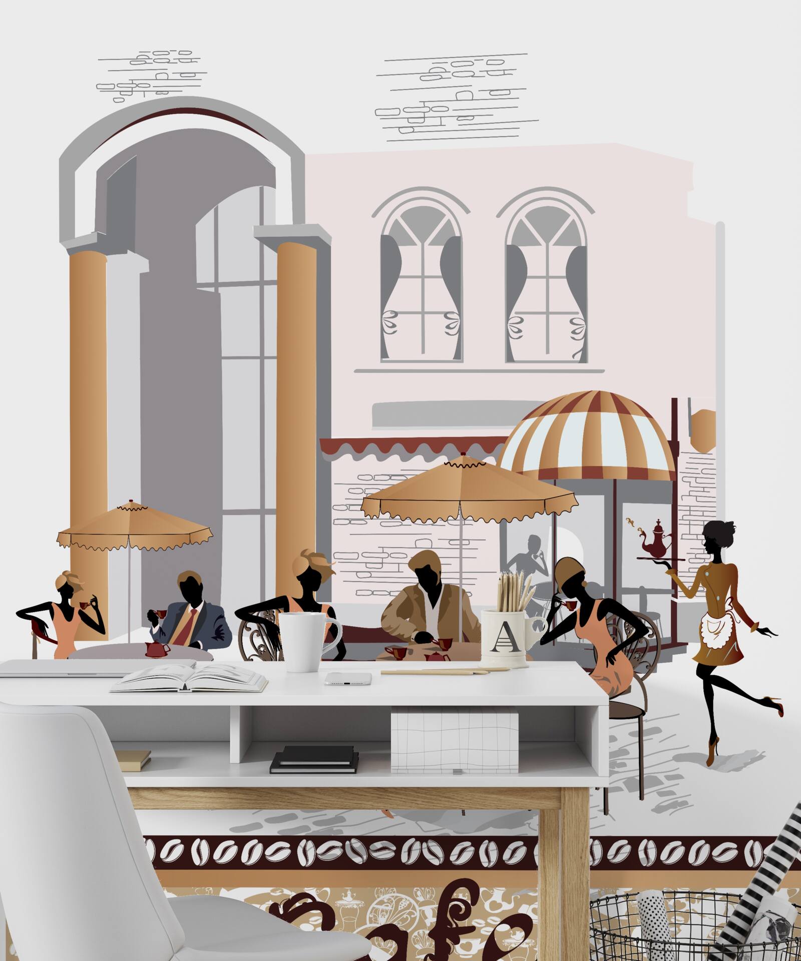 Fotobehang foto van een café met gasten