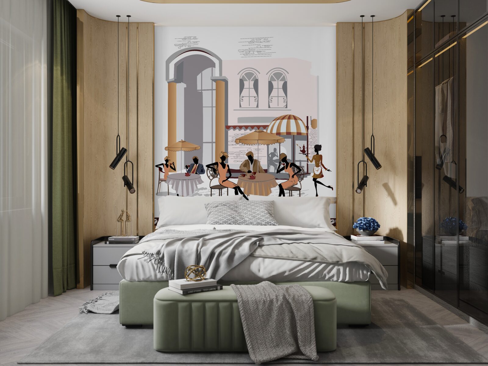 Fotobehang foto van een café met gasten