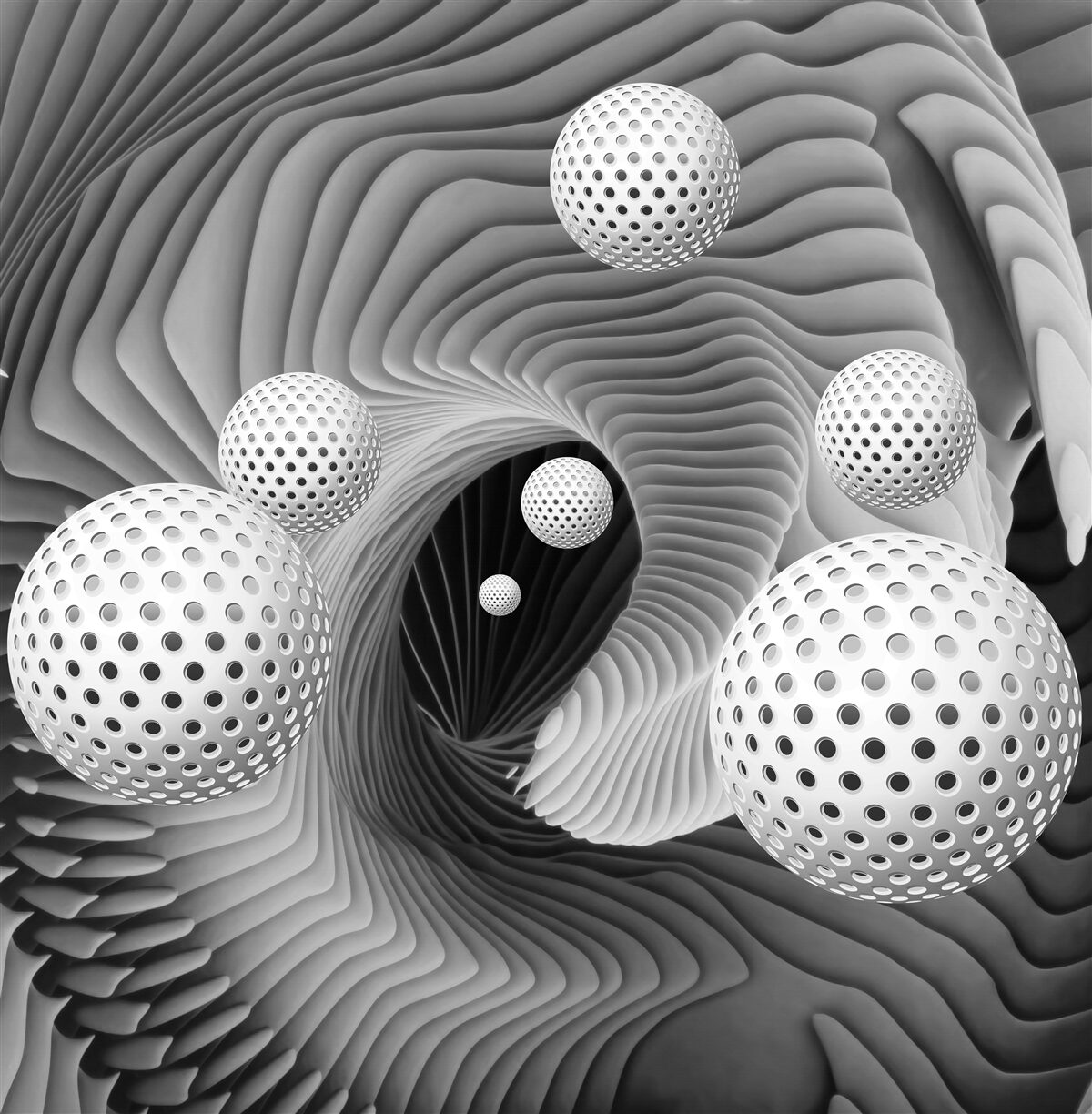 Fotobehang 3d ballen die wegvliegen