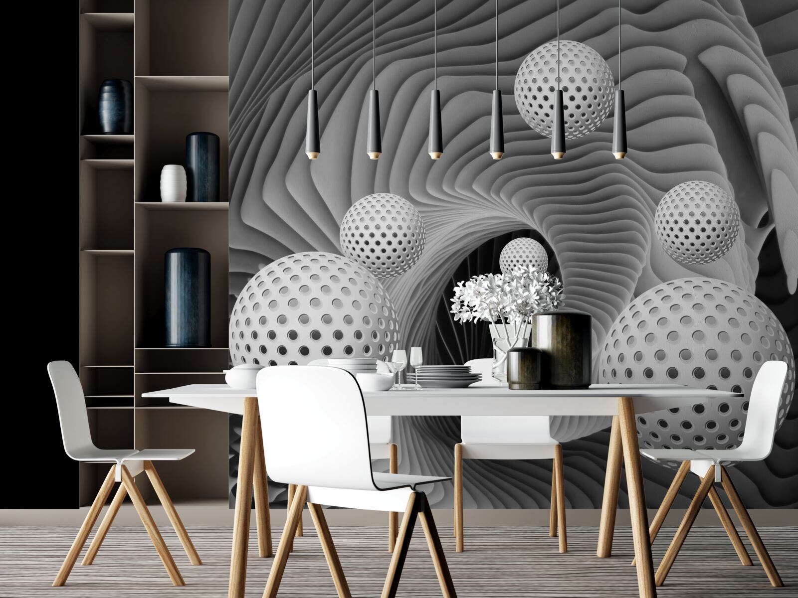 Fotobehang 3d ballen die wegvliegen