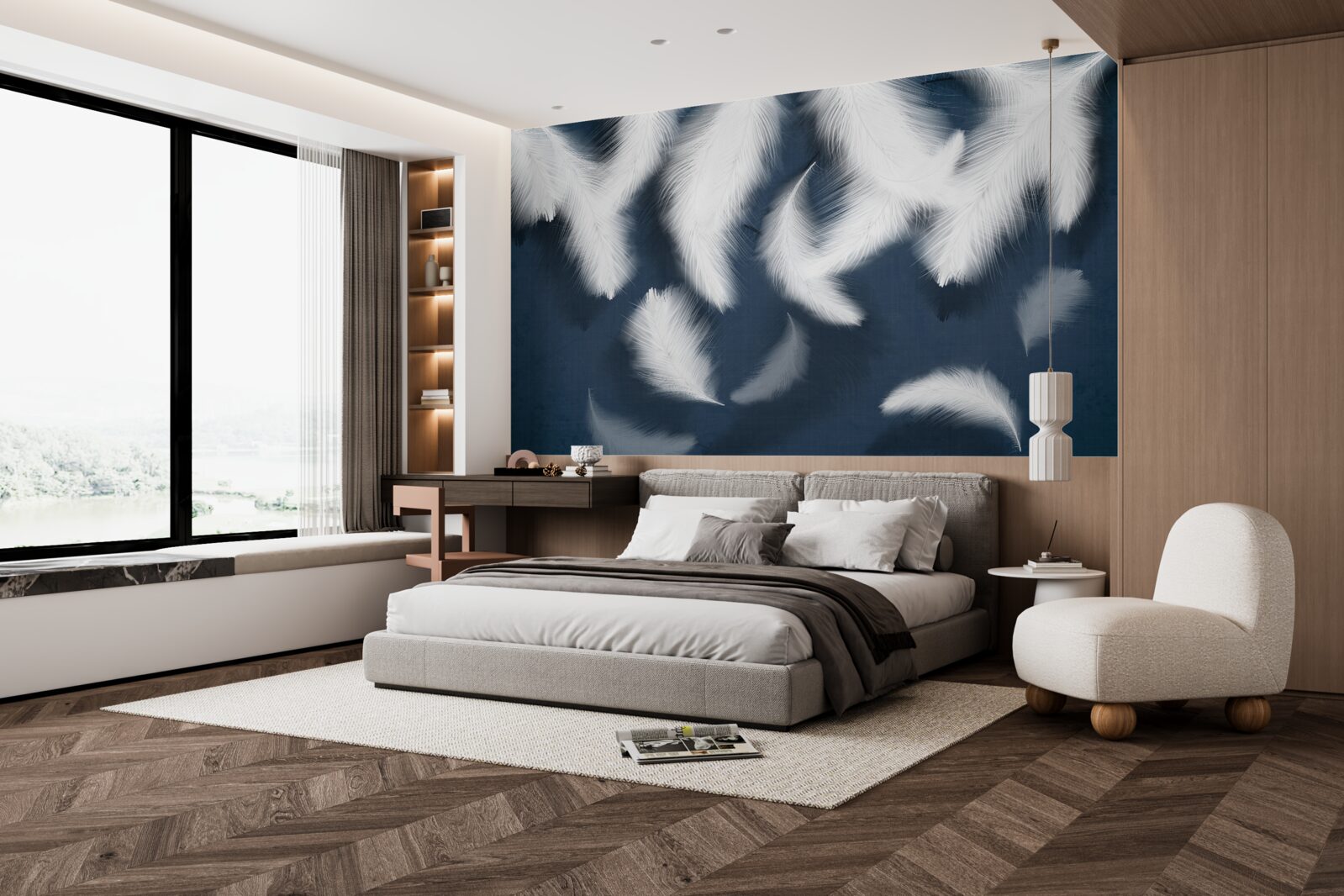 Fotobehang veren die lijken te zweven in de lucht