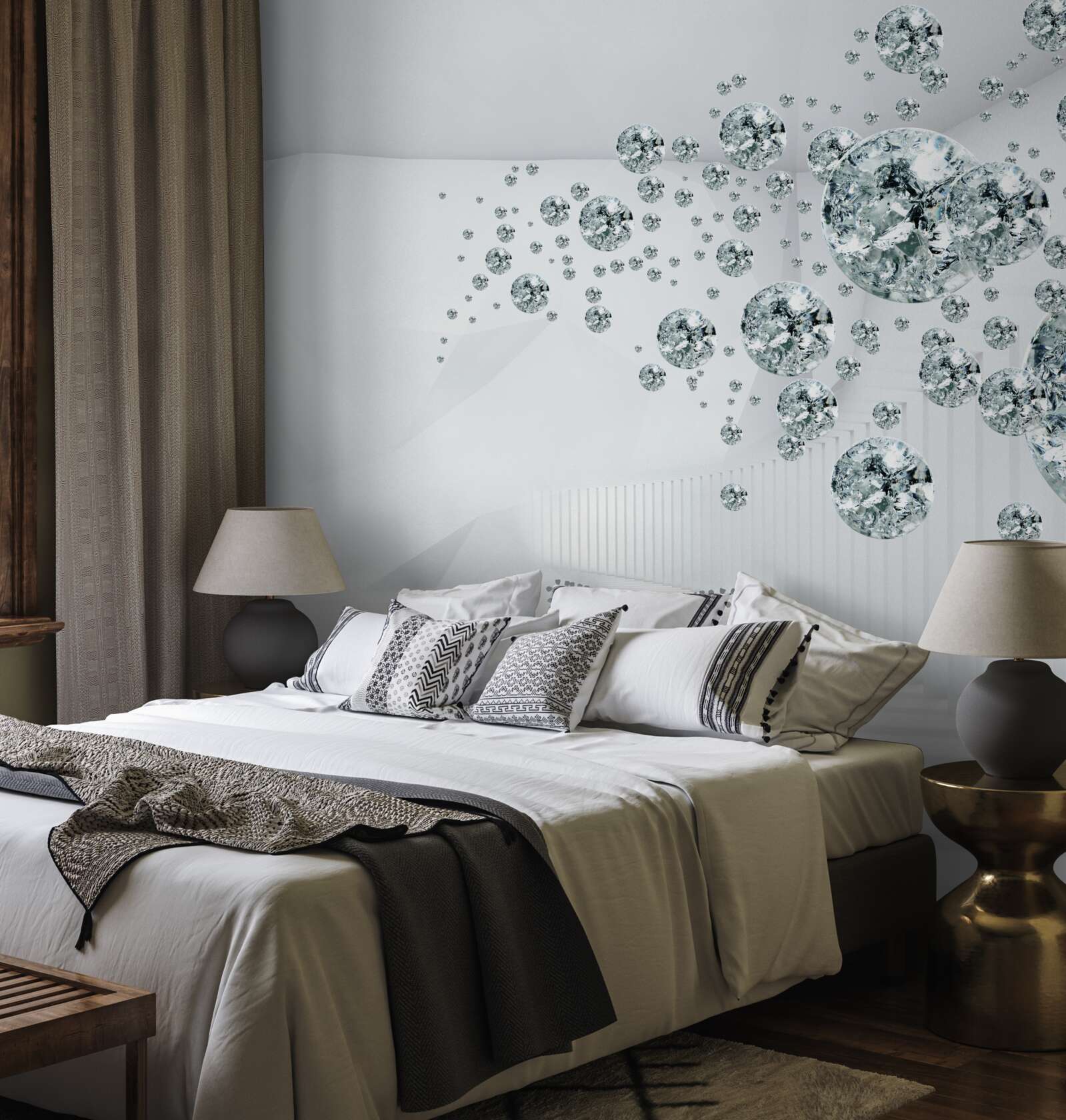 Fotobehang zilveren strooistenen