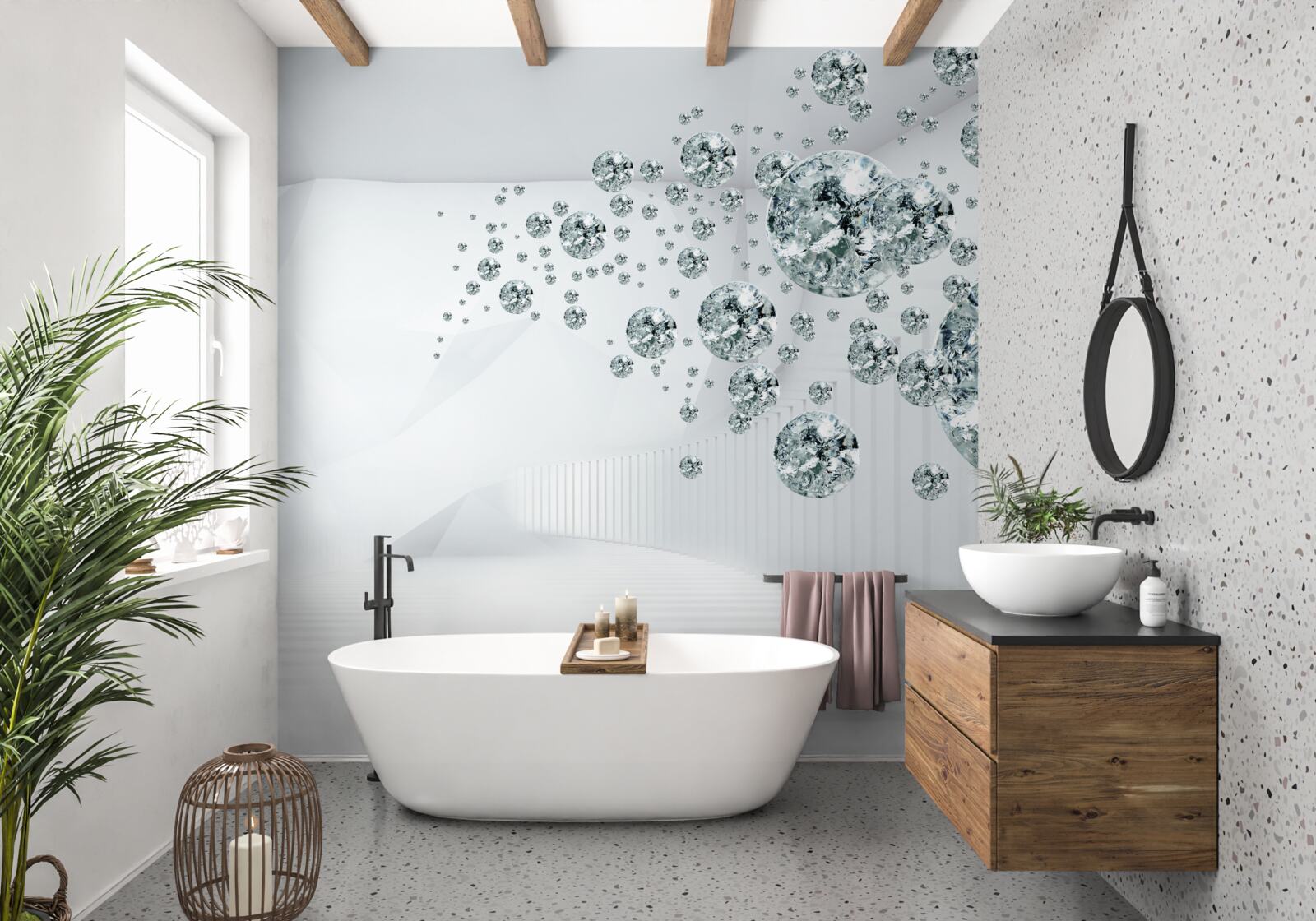 Fotobehang zilveren strooistenen