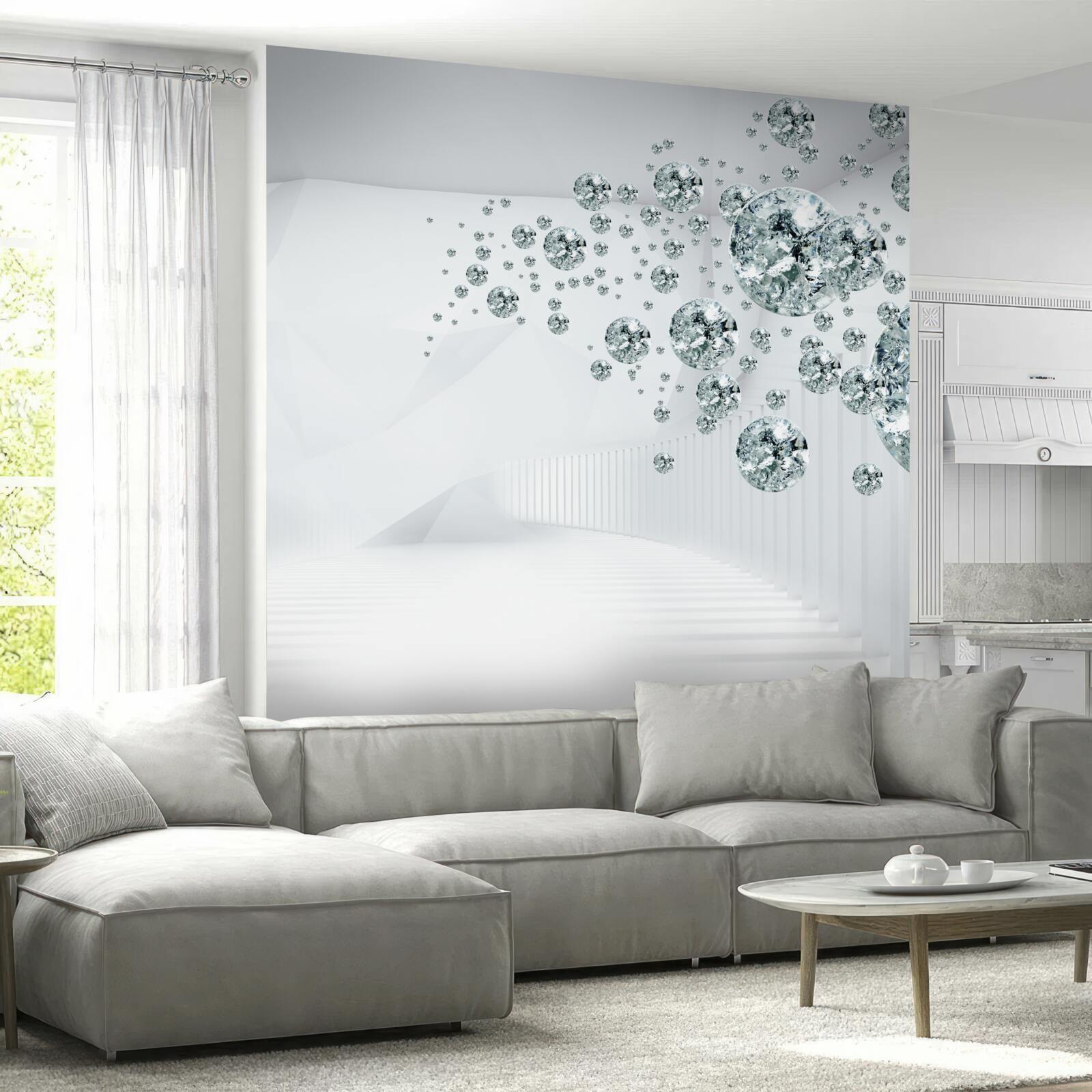 Fotobehang zilveren strooistenen