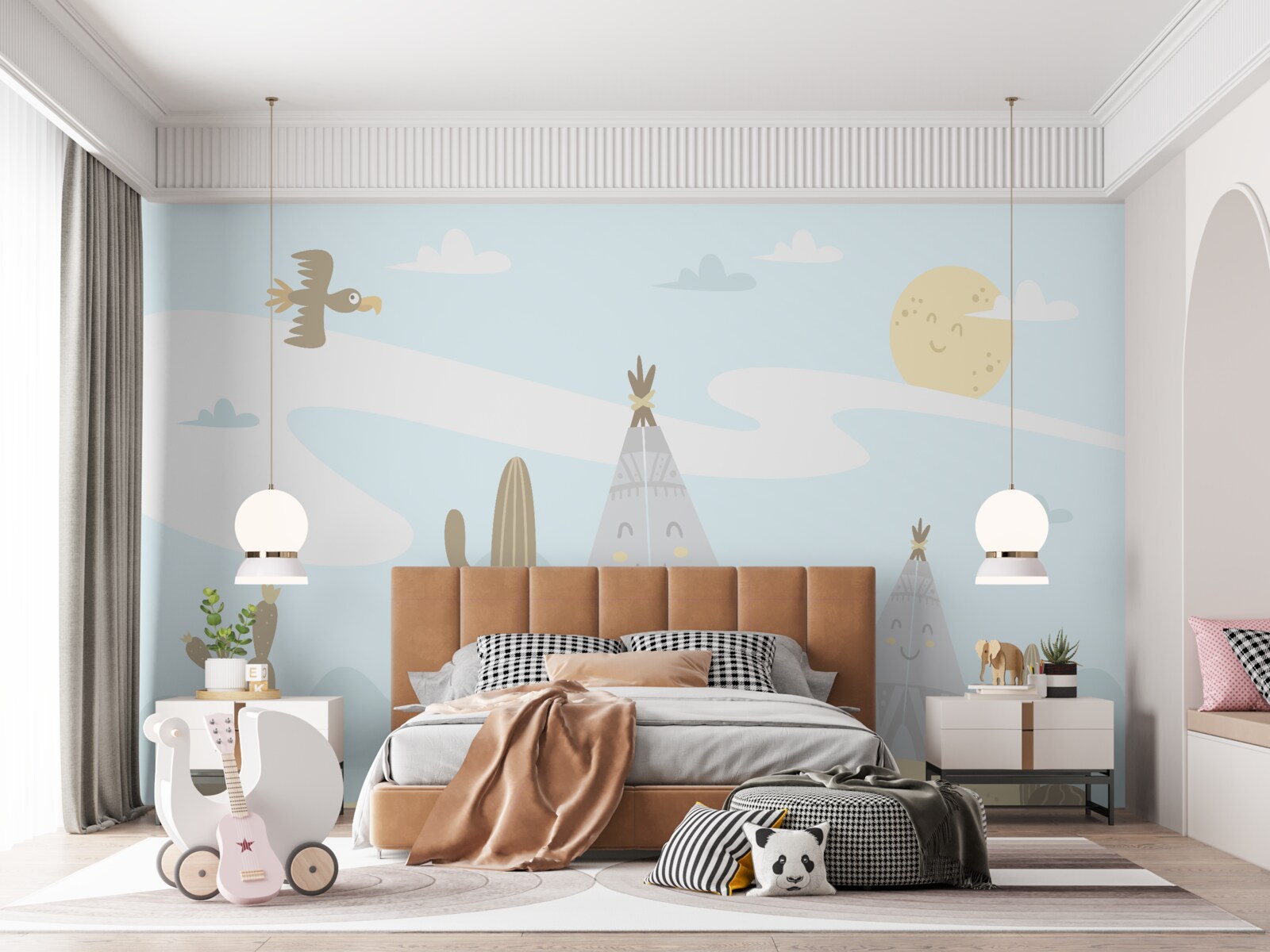 Fotobehang droog gebied met doornige planten