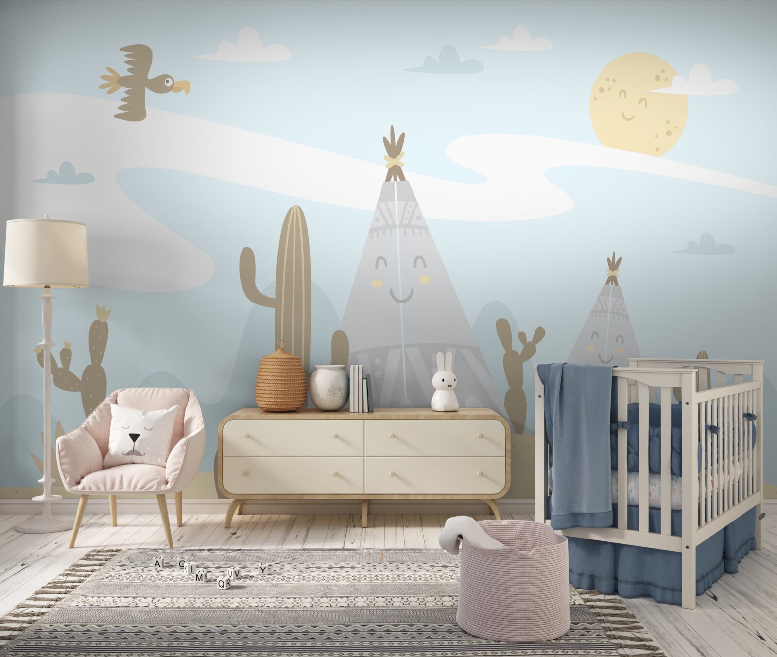 Fotobehang droog gebied met doornige planten