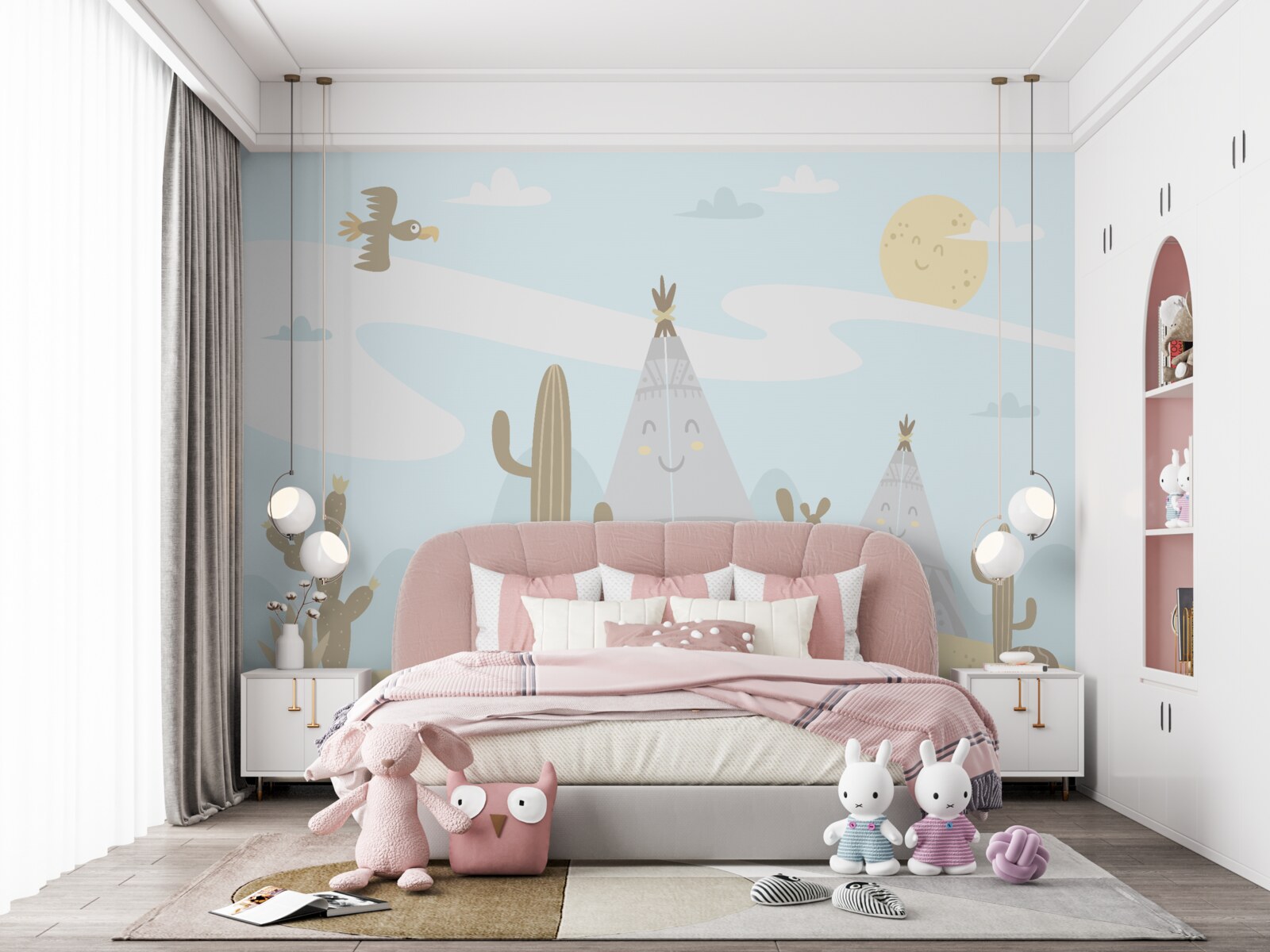 Fotobehang droog gebied met doornige planten