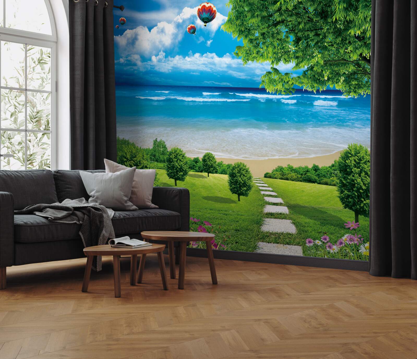 Fotobehang de weg naar de idyllische kust