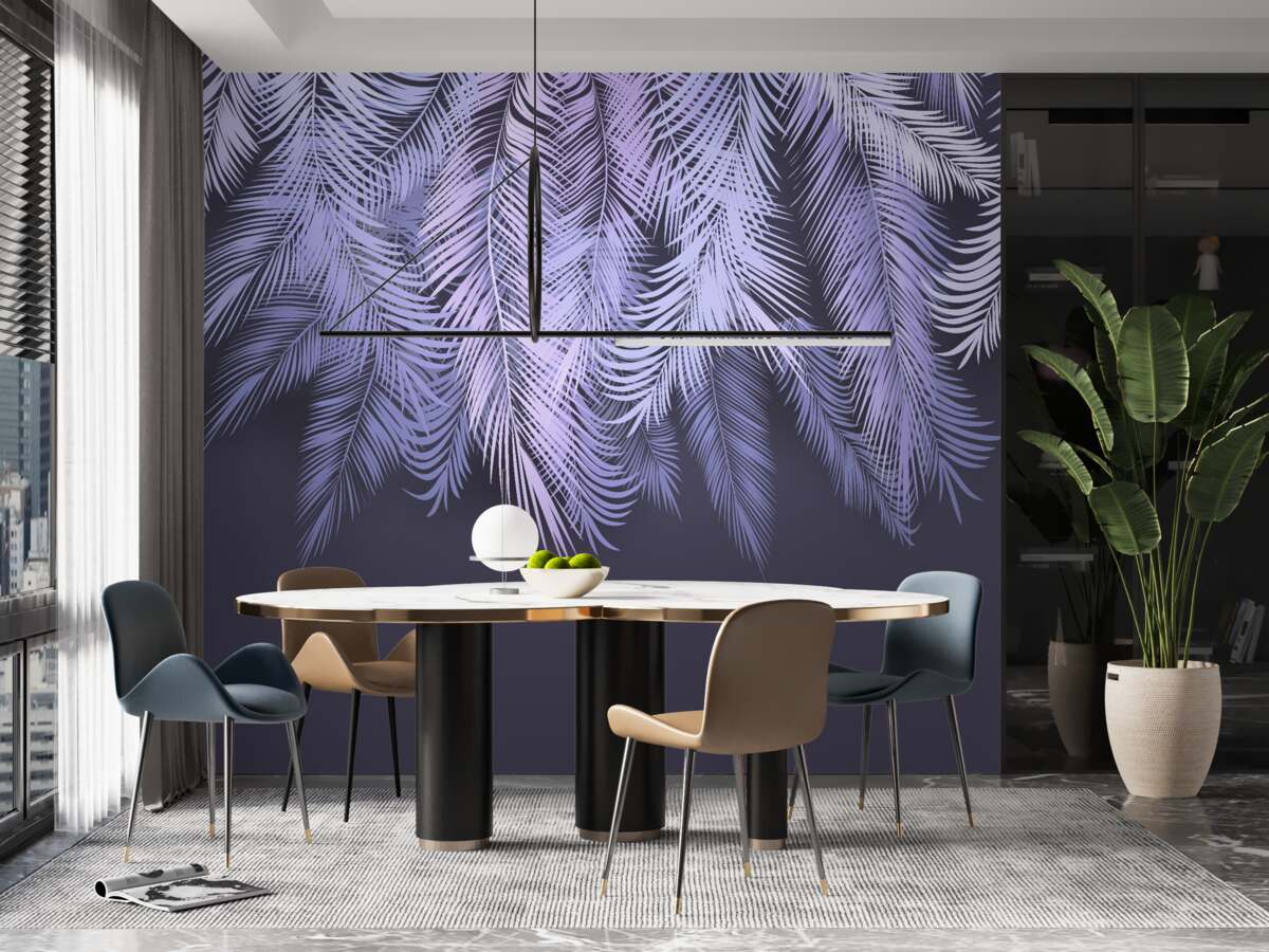 Fotobehang het dichte wit van de bladeren 's nachts