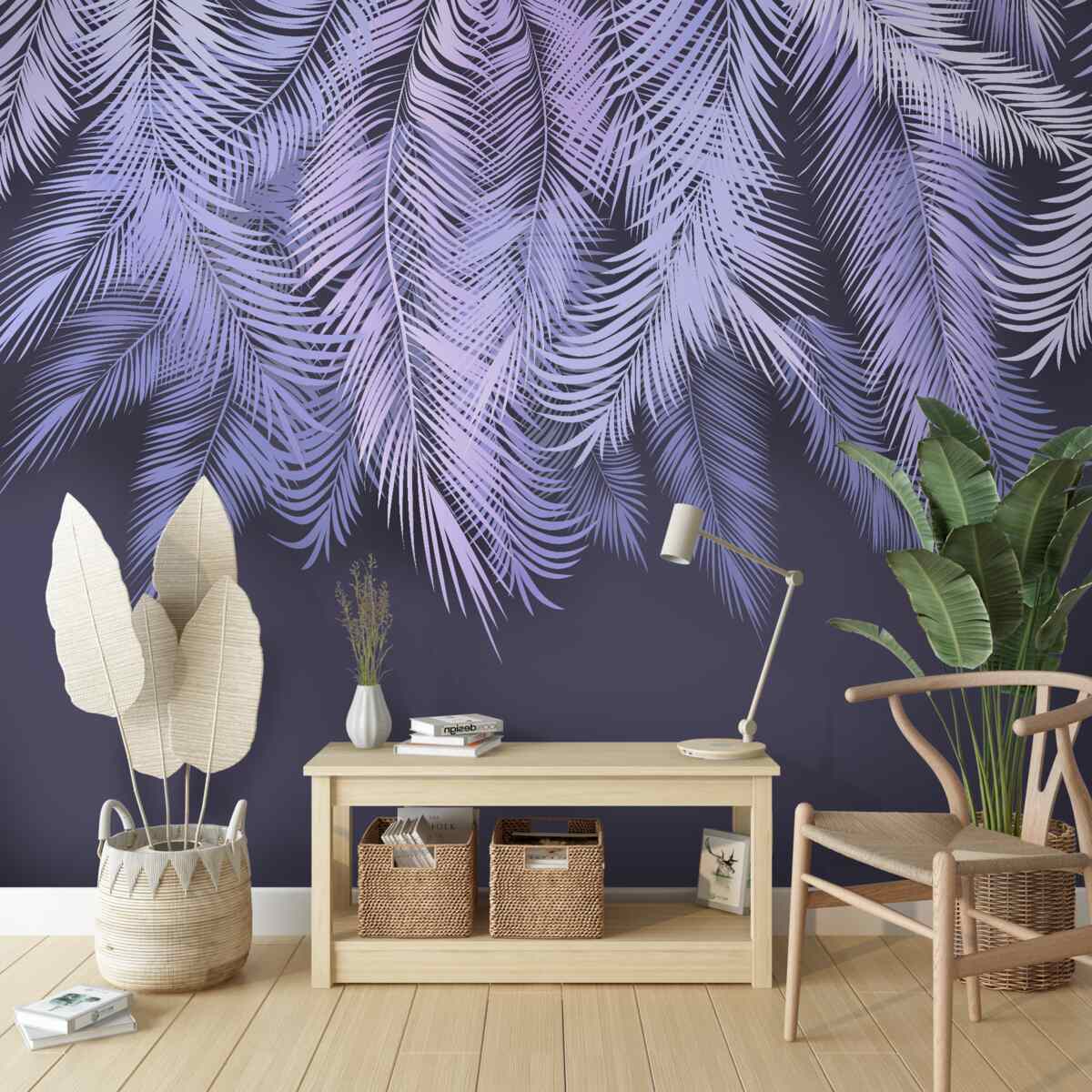 Fotobehang het dichte wit van de bladeren 's nachts