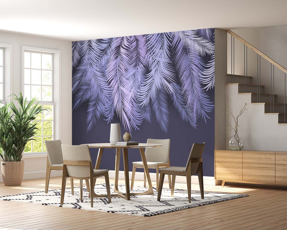 Fotobehang het dichte wit van de bladeren 's nachts